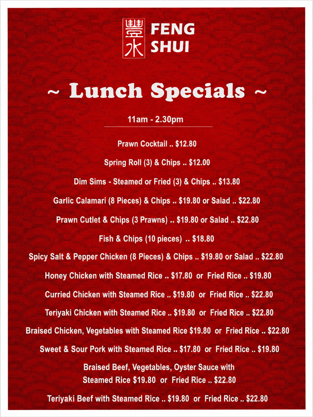 Lunch Specials Menu